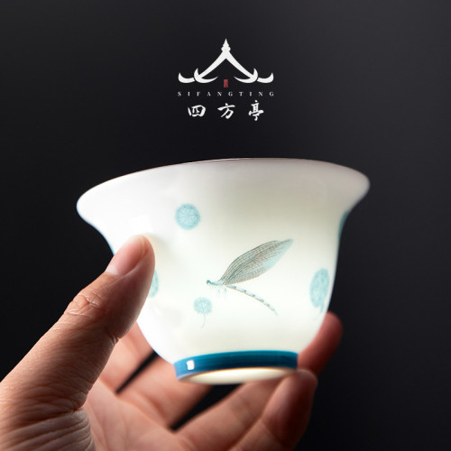 四方亭蓋碗功夫茶具套裝高檔輕奢白瓷家用簡約茶盃羊脂玉高端茶壺