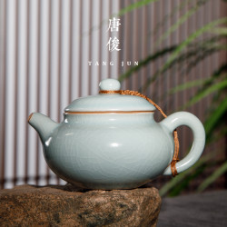 唐俊 汝窰大號茶壺陶瓷單壺景德鎮汝瓷功夫茶具高端高檔大容量