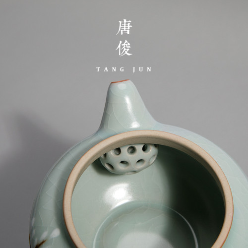 唐俊 汝窰大號茶壺陶瓷單壺景德鎮汝瓷功夫茶具高端高檔大容量
