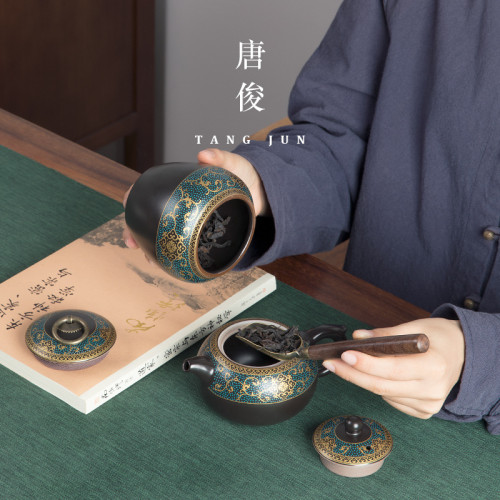 唐俊 琺瑯彩西施壺大號茶壺陶瓷中式功夫單壺家用泡茶壺單個220ml