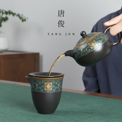 唐俊 琺瑯彩西施壺大號茶壺陶瓷中式功夫單壺家用泡茶壺單個220ml