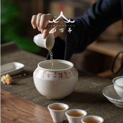水洗乾泡草木灰建水陶瓷茶洗茶渣缸水盂日式家用茶缸大號盃洗茶桶