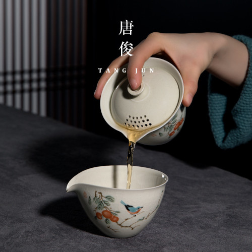 手抓壺單個茶壺茶具泡茶防燙陶瓷蓋碗不燙手二才茶碗茶盃景德鎮