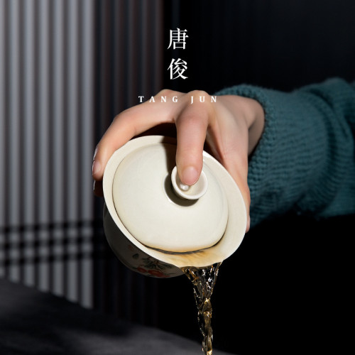 手抓壺單個茶壺茶具泡茶防燙陶瓷蓋碗不燙手二才茶碗茶盃景德鎮