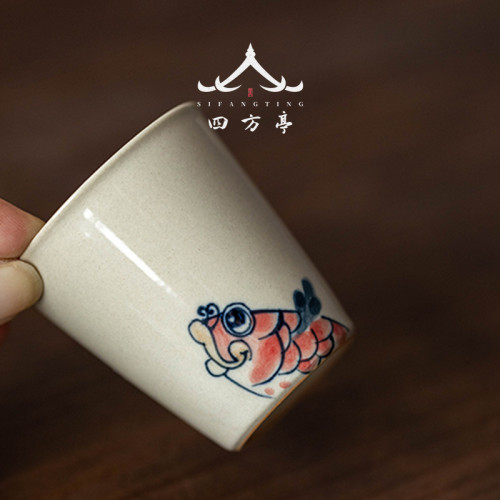 陶瓷功夫茶盃主人盃單盃品茗盃茶盞手工茶具日式手繪茶具個人專用