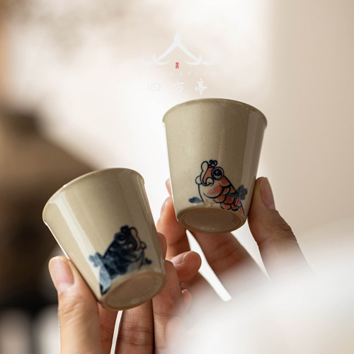陶瓷功夫茶盃主人盃單盃品茗盃茶盞手工茶具日式手繪茶具個人專用