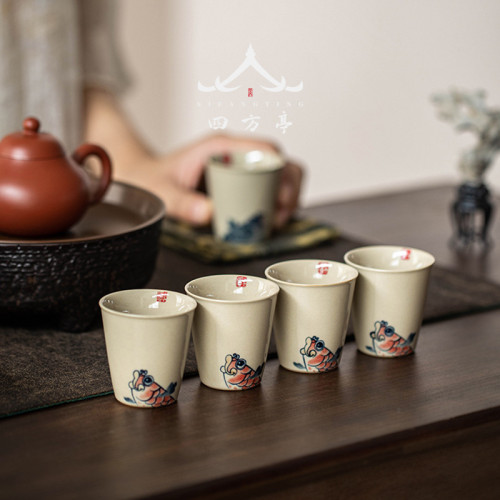 陶瓷功夫茶盃主人盃單盃品茗盃茶盞手工茶具日式手繪茶具個人專用