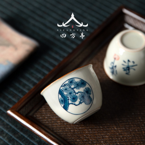 茶具手繪青花瓷茶盃品茗盃景德鎮主人盃陶瓷茶碗茶盞手工高檔