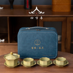 旅行茶具套裝快客盃一壺二盃戶外便攜式收納包泡茶小套哥窰汝窰