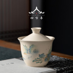 草木灰蓋碗功夫茶具手抓陶瓷二才泡茶碗家用三才復古單個碗蓋盃