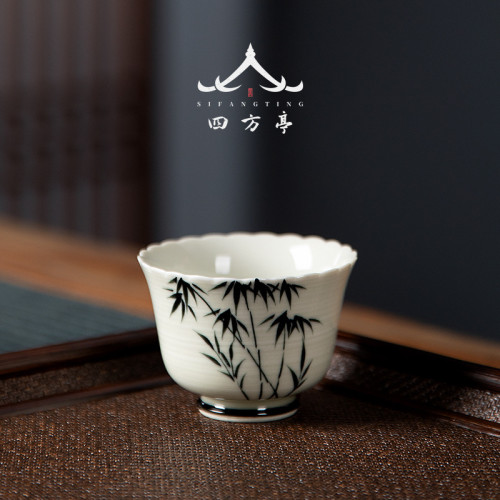 文藝景德鎮手繪茶盃歡喜女士陶瓷品茗盃單盃主人盃個人專用輕奢
