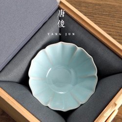 四方亭 汝窰開片茶盃汝瓷盃子茶盞高端女士品茗盃主人盃個人專用