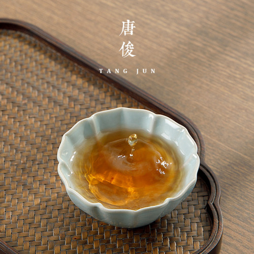 四方亭 汝窰開片茶盃汝瓷盃子茶盞高端女士品茗盃主人盃個人專用