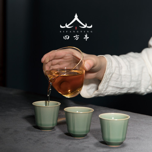 四方亭 鬭笠蓋碗套裝一壺三盃小型功夫茶具高檔輕奢旅行裝三才