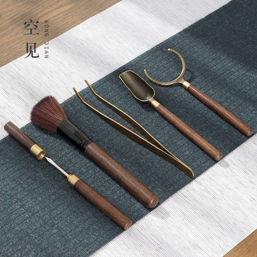 茶具用品茶道六君子配件6件套裝銅茶夾茶刀泡茶專用工具大全