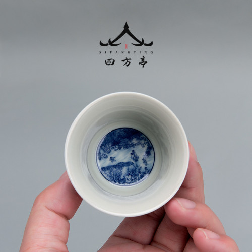 四方亭 景德鎮茶盃個人專用主人盃單盃功夫品茗盃白瓷茶具陶瓷