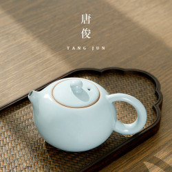 四方亭 汝窰西施壺大號可養泡茶壺180ml家用陶瓷單壺手工功夫茶具
