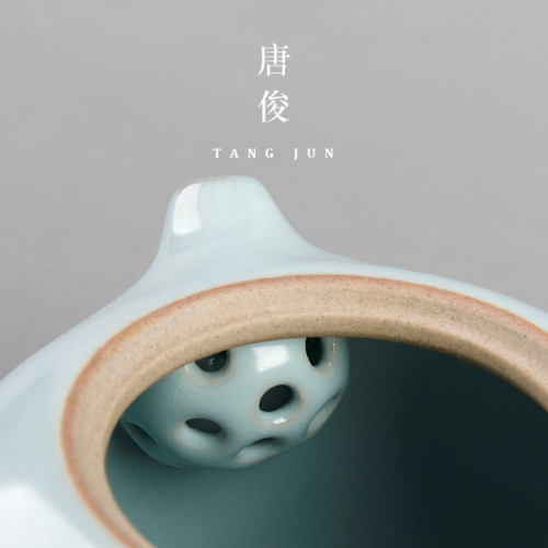 四方亭 汝窰西施壺大號可養泡茶壺180ml家用陶瓷單壺手工功夫茶具