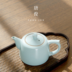 四方亭 汝窰茶壺單壺泡茶手工家用茶具沖茶器汝瓷開片可養