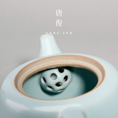 四方亭 汝窰茶壺單壺泡茶手工家用茶具沖茶器汝瓷開片可養