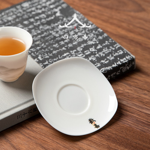 茶托茶墊盃托白瓷日式羊脂玉白瓷茶盃墊防燙隔熱陶瓷盃碟茶具配件