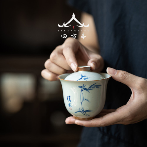 茶具套裝手繪新款功夫茶盃蓋碗高檔禮盒中式輕奢家用泡茶2023新款
