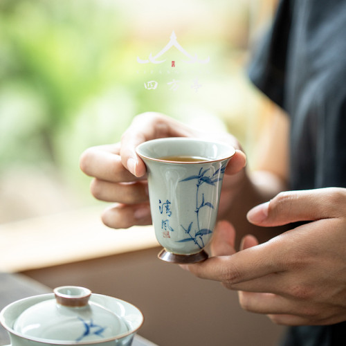 茶具套裝手繪新款功夫茶盃蓋碗高檔禮盒中式輕奢家用泡茶2023新款