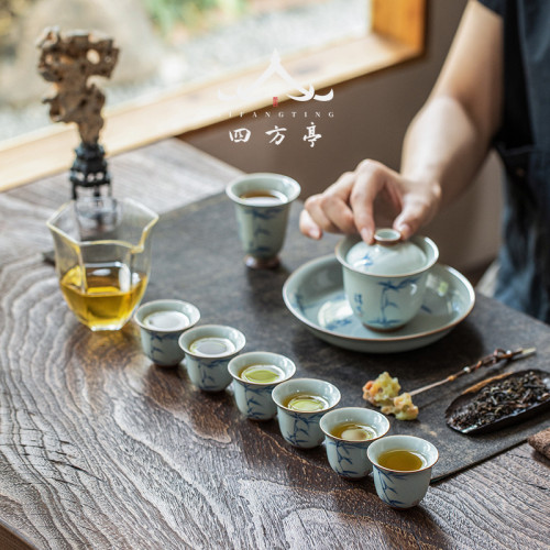 茶具套裝手繪新款功夫茶盃蓋碗高檔禮盒中式輕奢家用泡茶2023新款