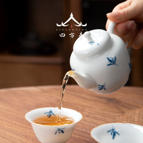 陶瓷茶壺單個小泡茶壺中式茶具家用景德鎮手繪蘭花沏茶德化白瓷