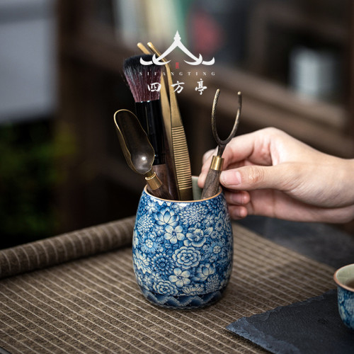 功夫茶具套裝青花瓷輕奢高檔茶盃蓋碗茶壺辦公室會客泡茶2023新款