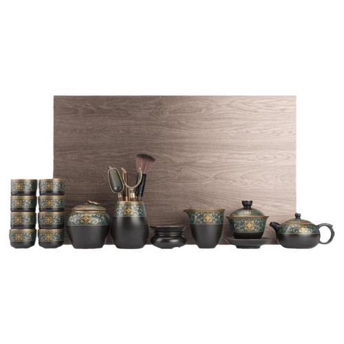 四方亭蓋碗功夫茶具套裝辦公室會客茶壺家用茶盃陶瓷高檔送禮中式