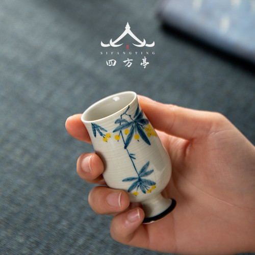 日式手繪茶盃陶瓷景德鎮主人盃功夫盃子和風酒盃聞香盃白酒盃家用