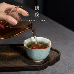 唐俊 冰裂茶盃陶瓷主人盃對盃品茗盃個人專用盃子功夫茶具景德鎮