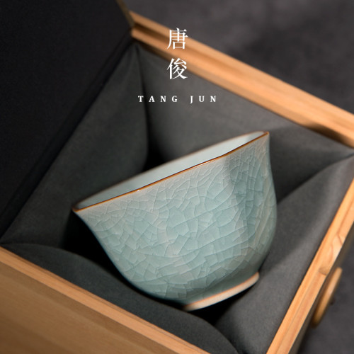 唐俊 冰裂茶盃陶瓷主人盃對盃品茗盃個人專用盃子功夫茶具景德鎮