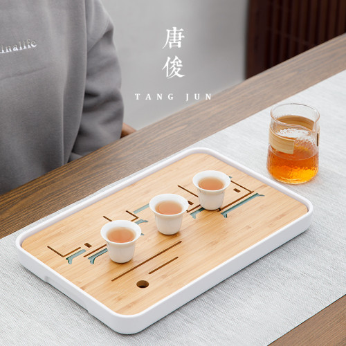 唐俊日式茶磐小清新陽台小資蓄水乾泡台現代簡約竹制小茶台茶托海