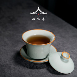 四方亭 復古中式蓋碗小號茶碗陶瓷單個功夫茶盃開片可養茶具120ml