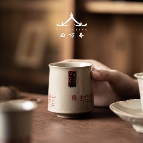 手繪茶盃大盃茶具故宮文創國潮盃子景德鎮手繪單盃日式陶瓷品茗盃