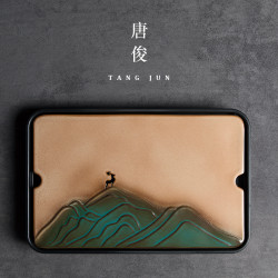 四方亭日式茶磐現代簡約輕奢乾泡磐瀝水磐家用茶台小型托磐儲水磐