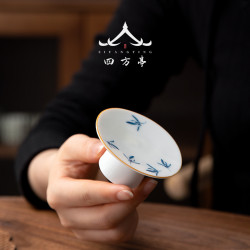 蘭花高足蓋置蓋托家用青花蓋子茶具配件茶道茶蓋托紫砂壺