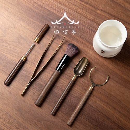 茶道六君子套裝茶具配件查抄茶夾泡茶工具茶則三件套茶藝茶勺鑷子