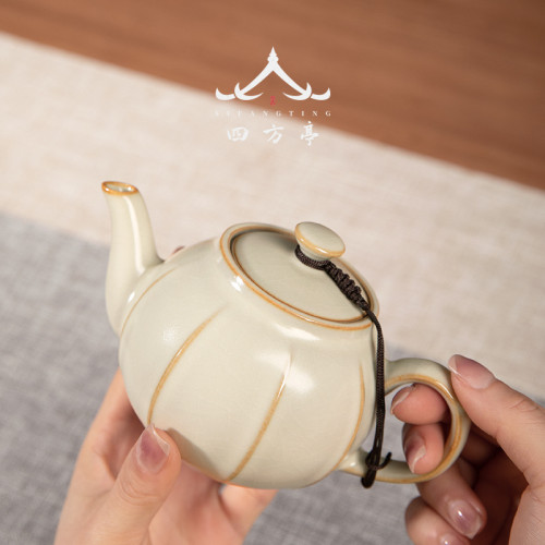 四方亭 汝窰功夫茶具套裝高檔輕奢防燙蓋碗茶壺家用客厛茶盃泡茶