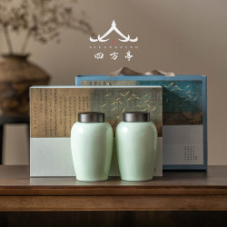 茶葉罐精品高檔陶瓷密封罐茶葉禮盒裝空盒白茶包裝2023茶罐套裝