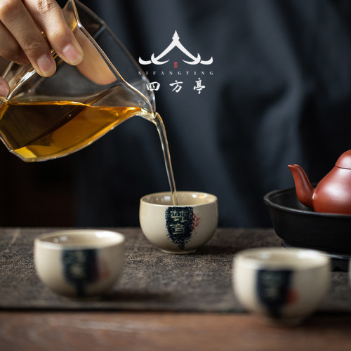茶盃陶瓷主人盃品茗盃禪意禪定盃蛋形盃6衹客人盃和茶盃盃子