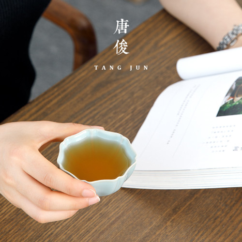 茶碗主人盃開片汝窰功夫茶盃茶具陶瓷茶盞冰裂單盃高檔百家姓