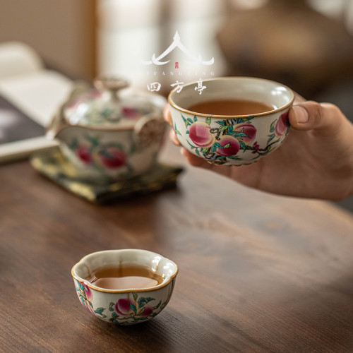 汝窰旅行茶具套裝便攜式一人一盃快客盃泡茶盃一壺二盃收納包隨身