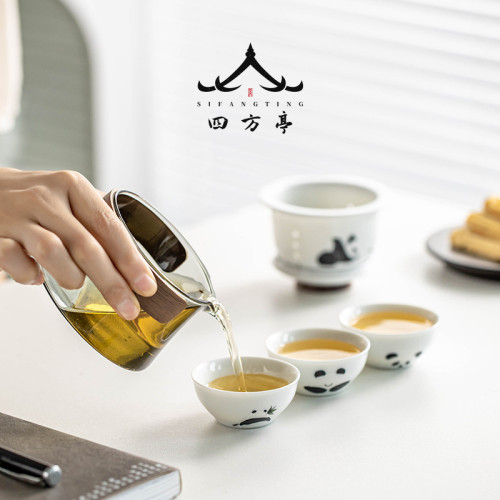 快客盃旅行茶具套裝便攜式功夫茶盃一人熊貓泡茶盃茶壺個人專用