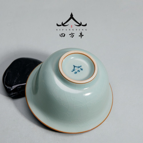 四方亭 汝窰蓋碗大號茶碗茶盃三才蓋盃釦碗景德鎮茶具單個高端