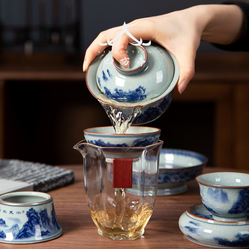 日式公道盃玻璃加厚耐熱分茶器防燙過濾茶具茶海手抓公盃茶漏套裝