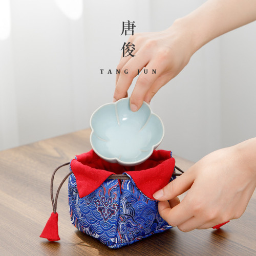 汝窰茶盃開片品茗盃功夫茶具盃子花瓣大號女士花朵主人盃雕刻