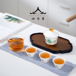 旅行茶具套裝蓋碗便攜式收納包新款一壺二盃快客盃陶瓷三盃
